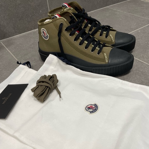 Moncler Lissex High Top Canvas Sneaker Army Green - MEN’S - Picture 3 of 15